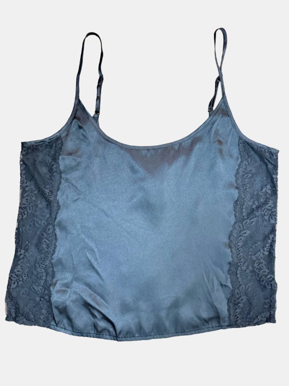 Black Satin Lace Cropped Camisole Slip Top Sz S Fairy Grunge Whimsigoth Witchy